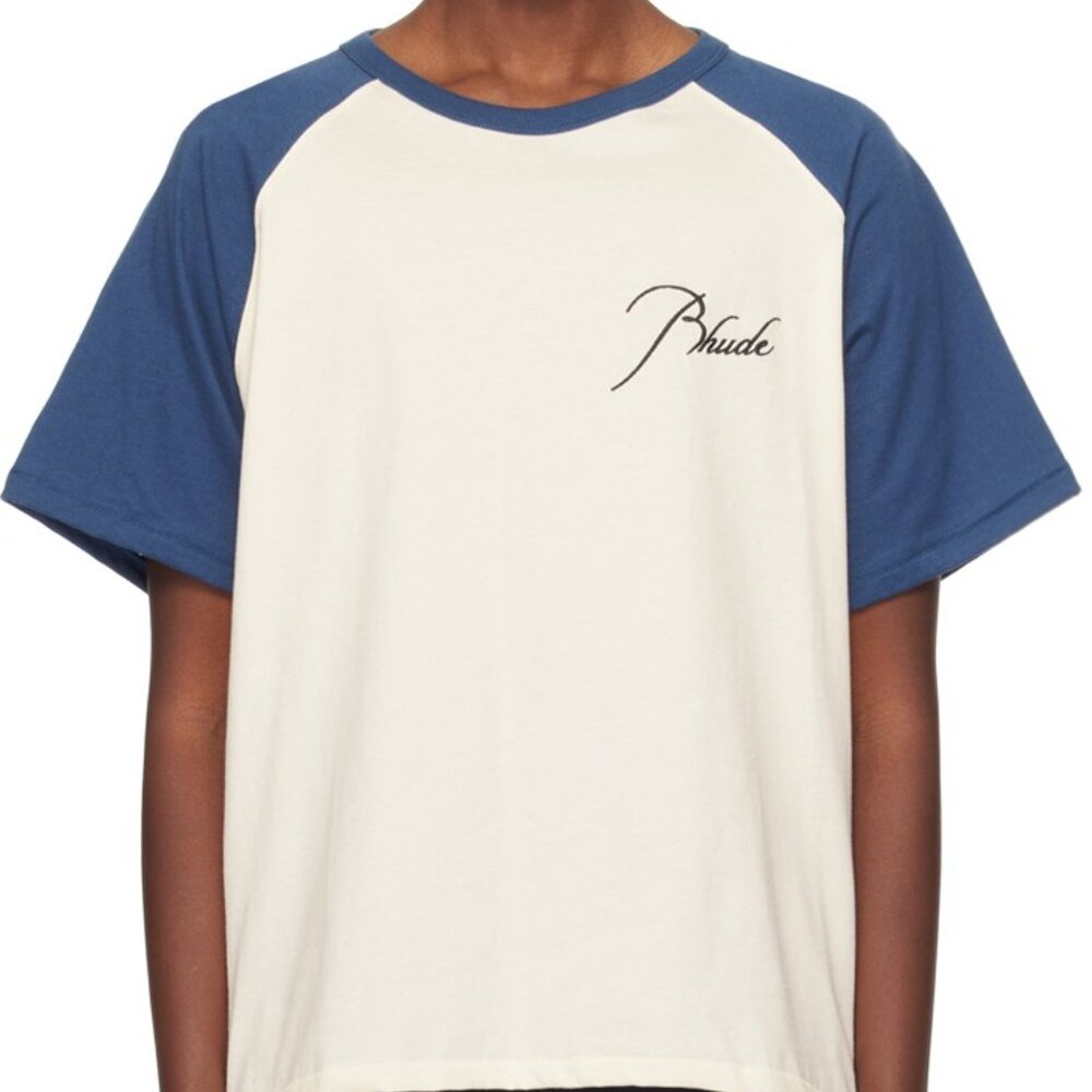 Rhude White & Blue Raglan T-Shirt